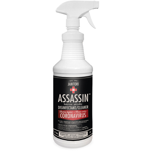 Nettoyant d&eacute;sinfectant pr&ecirc;t &agrave; l'emploi Janitori Assassin, 1 L, Bouteille &agrave; g&acirc;chette O-Max