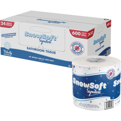 Snow Soft Premium Toilet Paper, 2 Ply, 600 Sheets/Roll, 145' Length, White O-Max