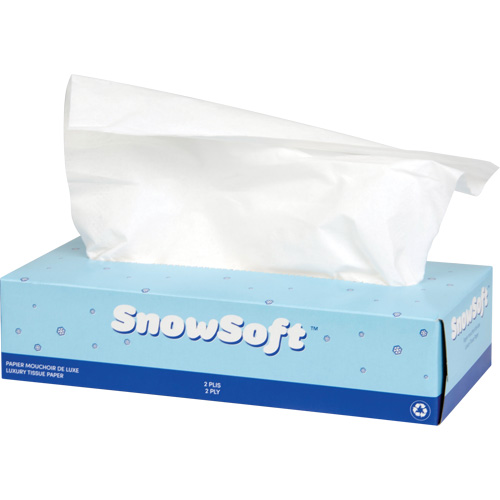 Papier-mouchoir de premi&egrave;re qualit&eacute; Snow Soft, 2 pli, 7,4" lo x 8,4" la, 100 feuilles/boîte O-Max