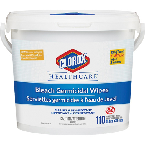 Lingettes d&eacute;sinfectantes &agrave; l'eau de Javel Healthcare, 110 lingettes O-Max