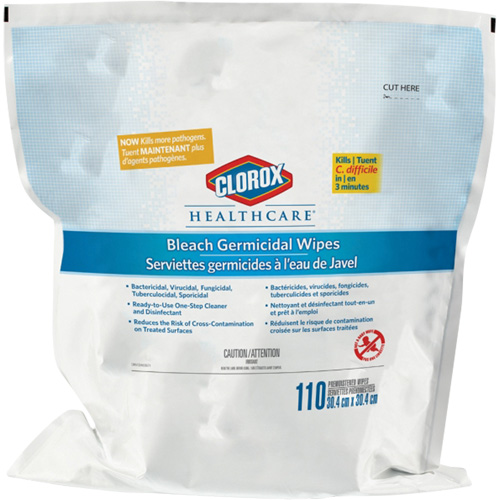 Recharge de lingettes d&eacute;sinfectantes &agrave; l'eau de Javel Healthcare Recharge, 110 lingettes O-Max