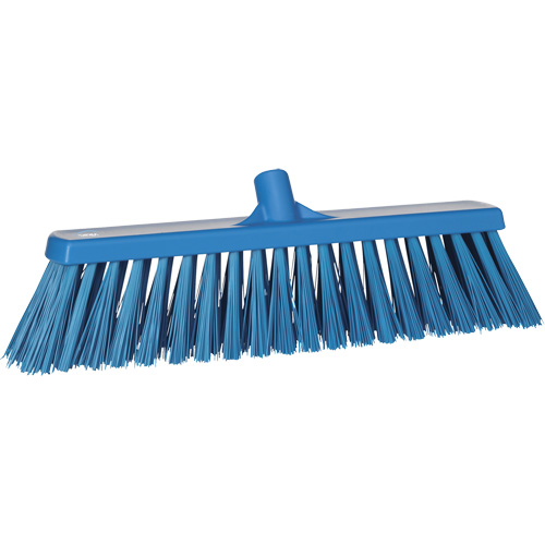 Heavy-Duty Push Broom, Stiff Bristles, 20", Polyester, Blue O-Max