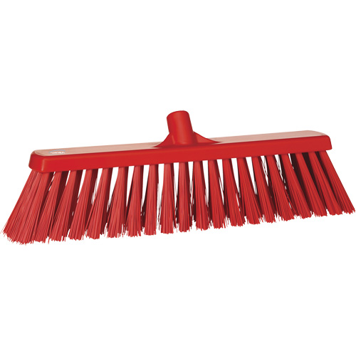 Heavy-Duty Push Broom, Stiff Bristles, 20", Polyester, Red O-Max
