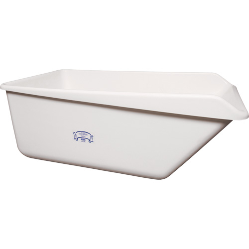 Angled Dump Tub with Drain, Plastic, White O-Max