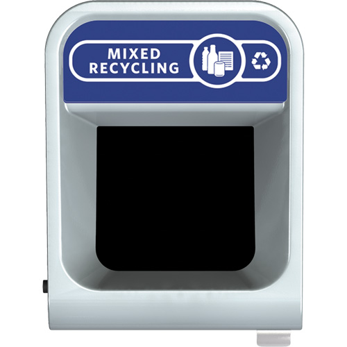 Conteneur pour d&eacute;chets de recyclage m&eacute;lang&eacute;s Configure, Vrac/Bord de rue/De bureau, Acier, 33 gal. US O-Max