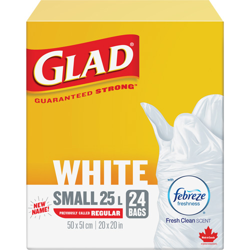 Small 25L Febreze Garbage Bags, Regular, 20" W x 20" L, White O-Max