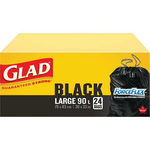 Sacs &agrave; ordures 90 L, R&eacute;gulier, 30" la x 33" lo, Noir O-Max