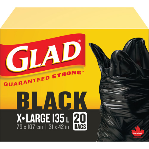 Sacs &agrave; ordures 135 L, R&eacute;gulier, 31" la x 42" lo, Noir O-Max