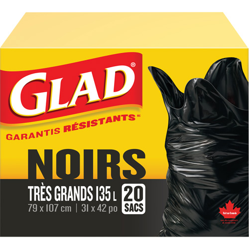 Sacs &agrave; ordures 135 L, R&eacute;gulier, 31" la x 42" lo, Noir O-Max