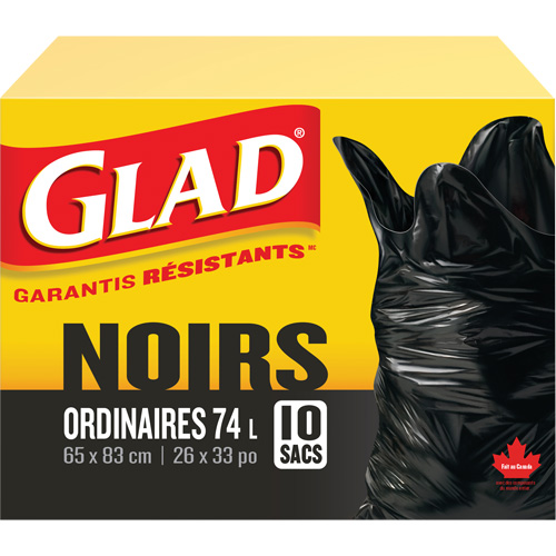 Sacs &agrave; ordures 74 L, R&eacute;gulier, 26" la x 33" lo, Noir O-Max