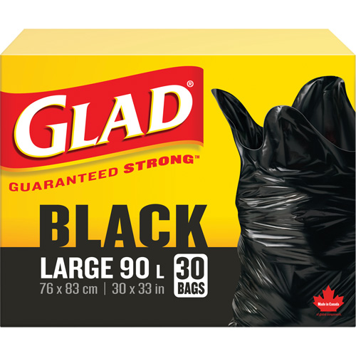 Sacs &agrave; ordures 90 L, R&eacute;gulier, 30" la x 33" lo, Noir O-Max