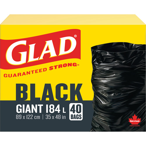 184L Garbage Bags, Regular, 35" W x 48" L, Black O-Max