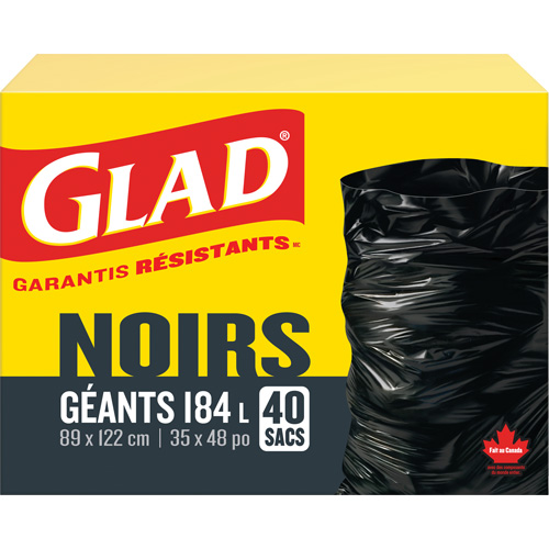 184L Garbage Bags, Regular, 35" W x 48" L, Black O-Max