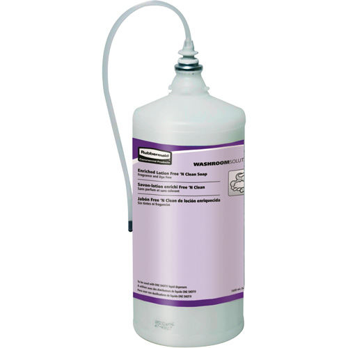 Recharge de savon liquide sans parfum et sans colorant OneShot, Cr&egrave;me, 1600 ml, Sans parfum O-Max