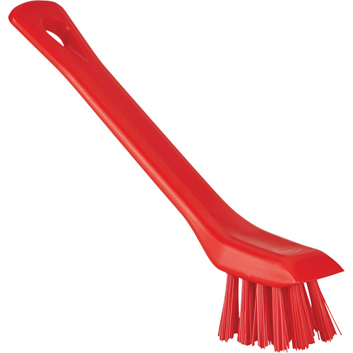 Brosse avec rebord grattoir, Soies Ferme, Longueur de 6", Rouge O-Max