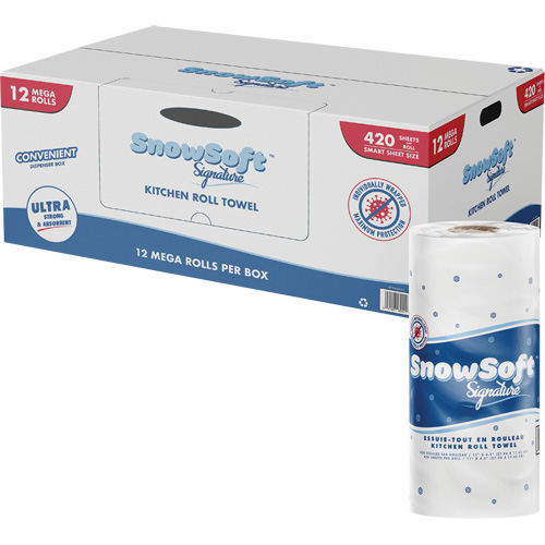 Snow Soft Signature Kitchen Towel Roll, 2 Ply, 420 Sheets/Roll, 4.5" W, 11" L O-Max