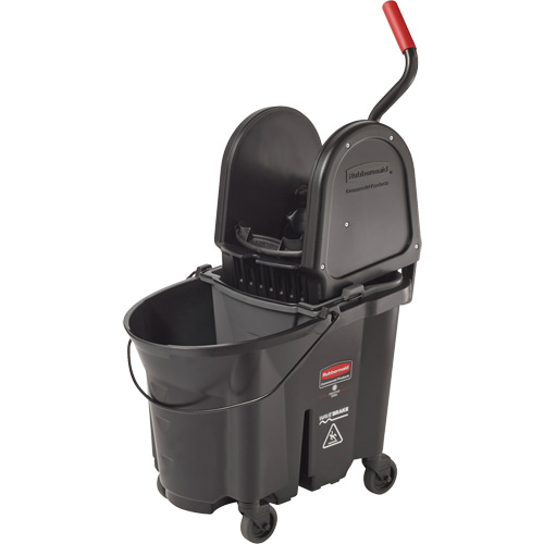 Seau et essoreuse Wavebrake, Pression vers le bas, 8,75 gal. US (35 pintes), Noir O-Max