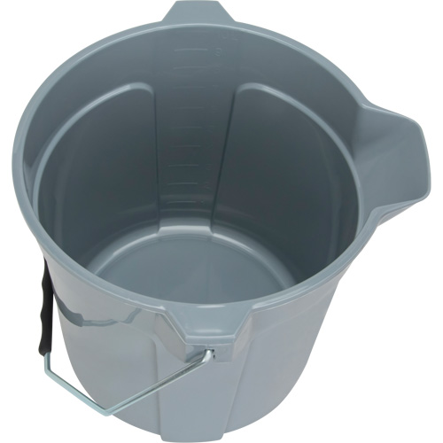 Round Bucket with Pouring Spout, 2.64 US Gal. (10.57 qt.) Capacity, Grey O-Max