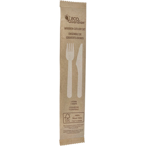 Ensemble de coutellerie en bois fourchette & couteau O-Max