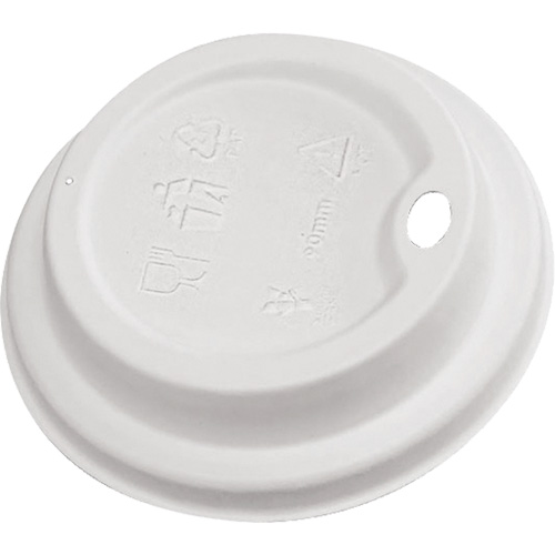 Couvercles &agrave; boire en d&ocirc;me blanc compostables O-Max
