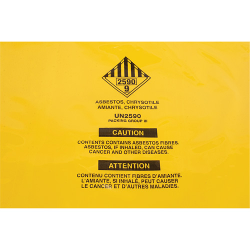 Doublures pour d&eacute;chets dangereux, Amiante, 40" lo x 26" la, 3 mils O-Max