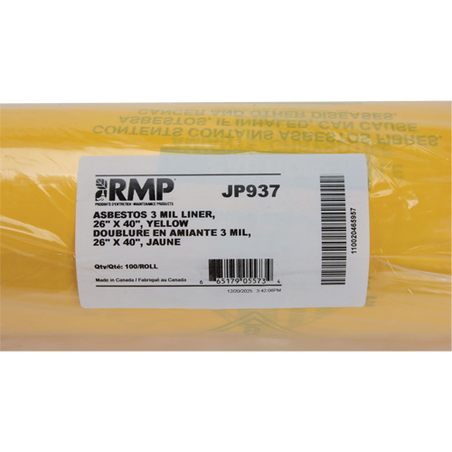 Doublures pour d&eacute;chets dangereux, Amiante, 40" lo x 26" la, 3 mils O-Max