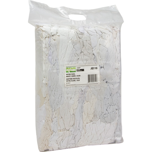 Chiffons fabriqu&eacute;s &agrave; partir de mat&eacute;riaux recycl&eacute;s, Coton, Blanc, 10 lb O-Max
