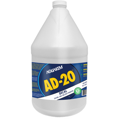 AD20 Decal Eco-Friendly Industrial Grade Calcium, Lime & Rust Stain Remover White Label, Jug O-Max
