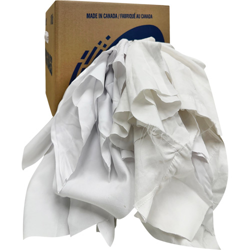 Chiffons recycl&eacute;s, Coton, Blanc, 10 lb O-Max