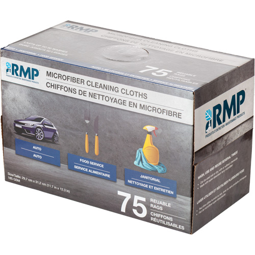 Chiffons lavables pour le nettoyage, Microfibre, Blanc O-Max