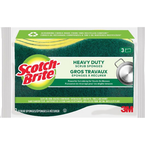 Scotch-Brite&reg; Heavy Duty Scrub Sponge, Scrubbing, 2-3/5" W x 4-2/5" L O-Max