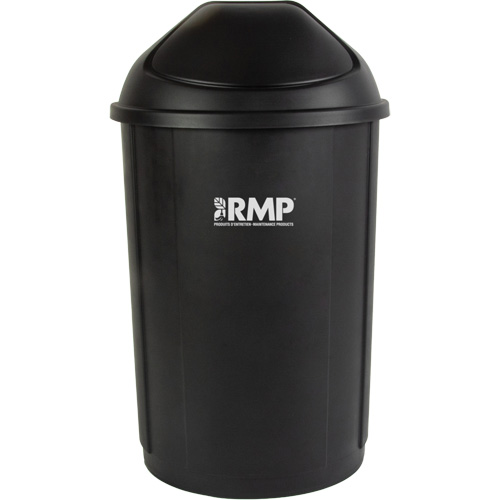 Bac &agrave; d&eacute;chets demi-rond avec couvercle, Poly&eacute;thyl&egrave;ne, 21 gal. US O-Max