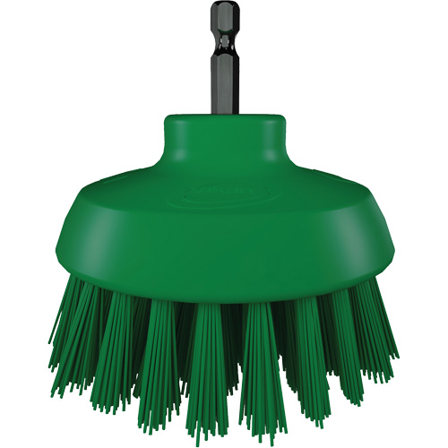 Brosse ronde HyDrive pour perceuse, Soies Tr&egrave;s ferme, Longueur de 3-1/10", Vert O-Max