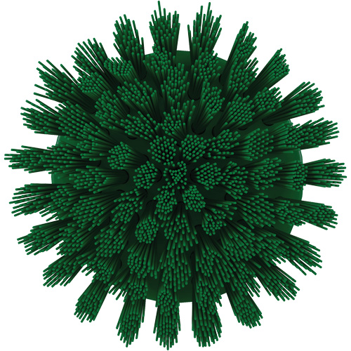 Brosse ronde HyDrive pour perceuse, Soies Tr&egrave;s ferme, Longueur de 3-1/10", Vert O-Max
