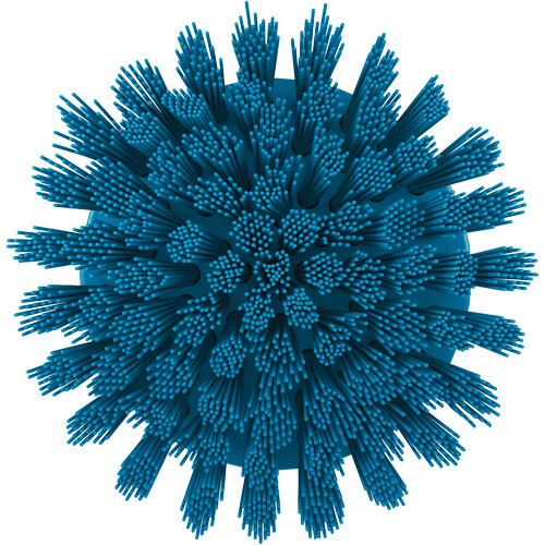 Brosse ronde HyDrive pour perceuse, Soies Tr&egrave;s ferme, Longueur de 3-1/10", Bleu O-Max