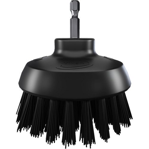 Brosse ronde HyDrive pour perceuse, Soies Tr&egrave;s ferme, Longueur de 3-1/10", Noir O-Max