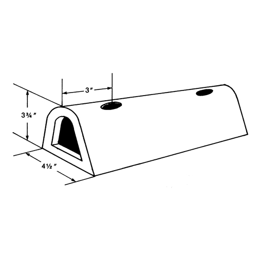 Extruded Rubber Dock Fenders, Rubber, 4-1/2" W x 12" L x 3-3/4" D O-Max