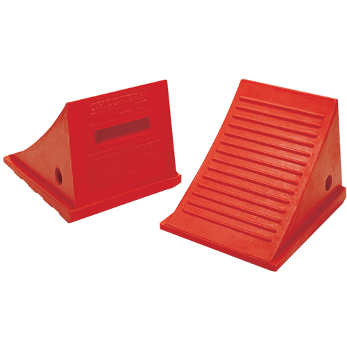 General Purpose Wheel Chocks, Polyurethane, Orange, 9" W x 11-1/2" D x 8-1/2" H O-Max