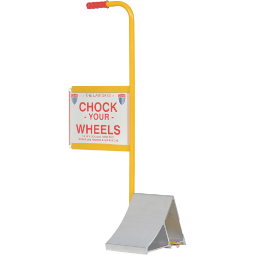 Wheel Chock with Handle & Sign, 7" W x 11-7/8" D x 7-11/16" H O-Max