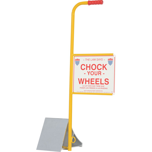 Wheel Chock with Handle & Sign, 7" W x 11-7/8" D x 7-11/16" H O-Max