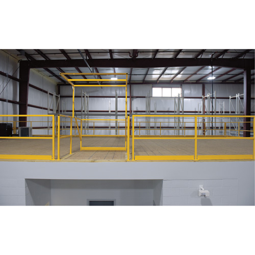 Barri&egrave;re de s&eacute;curit&eacute; pour mezzanine, 68-1/2" lo x 42" ha, 80-1/16" &eacute;lev&eacute;e, Jaune O-Max