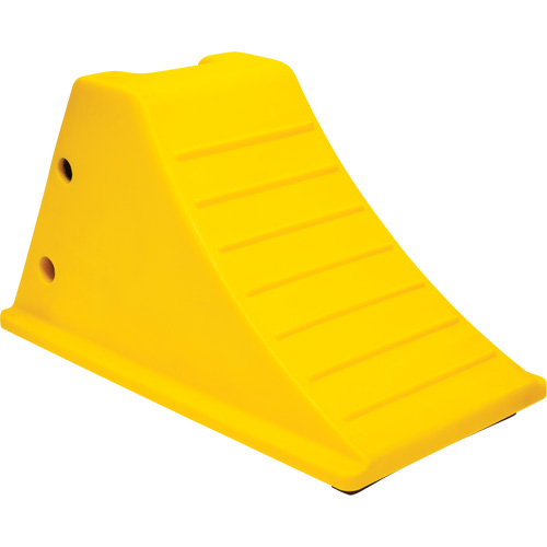 Wheel Chocks with Rubber Tread, Polyurethane, Yellow, 11-1/4" W x 21" D x 12-1/4" H O-Max