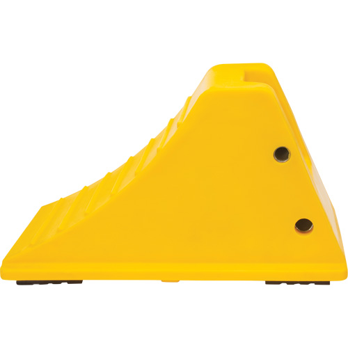 Wheel Chocks with Rubber Tread, Polyurethane, Yellow, 11-1/4" W x 21" D x 12-1/4" H O-Max