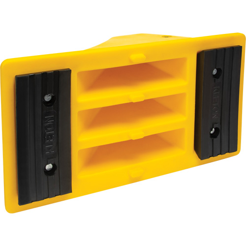 Wheel Chocks with Rubber Tread, Polyurethane, Yellow, 11-1/4" W x 21" D x 12-1/4" H O-Max