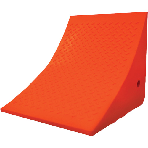 70 Ton Large Equipment Wheel Chock, Urethane, Orange O-Max