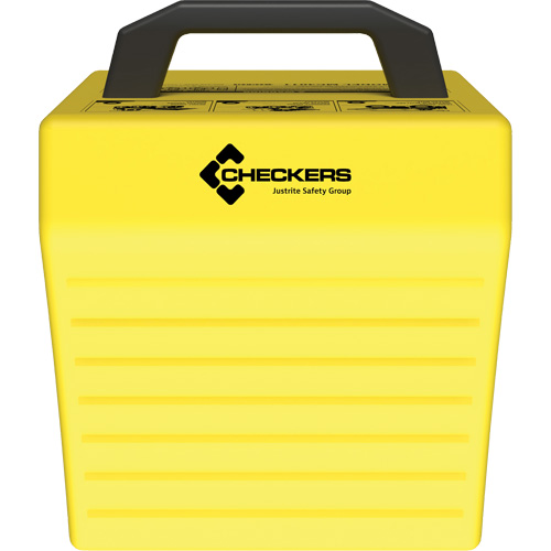 Cale de roue ultra-robuste pour l'exploitation mini&egrave;re Checkers Safety sans support, PEHD, Jaune, 14-1/2" la x 17-1/2" p x 16" h O-Max