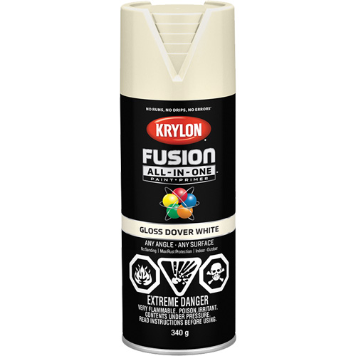 Fusion All-In-One Spray Paint, Dover White, Gloss, 12 oz., Aerosol Can O-Max
