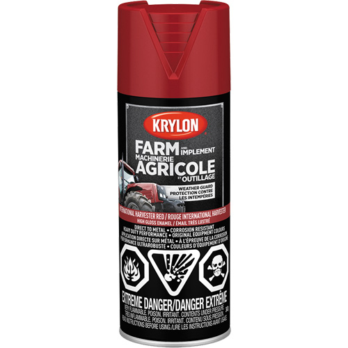 Peinture en a&eacute;rosol pour la ferme et l'&eacute;quipement, Rouge International Harvester, Tr&egrave;s brillant, 340 g, Canette a&eacute;rosol O-Max