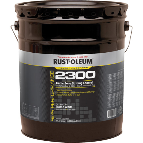 High-Performance 2300 System Traffic Zone Striping Paint, White, 5 gal., Pail O-Max