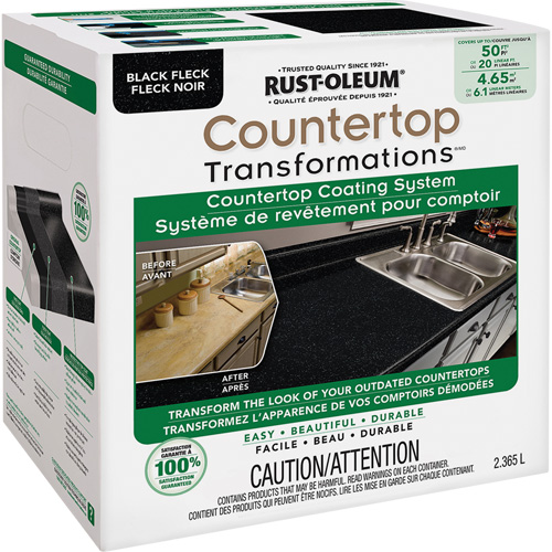 Countertop Transformations&reg; Fleck Countertop Coating System, 2.37 L, Kit, Black Fleck O-Max